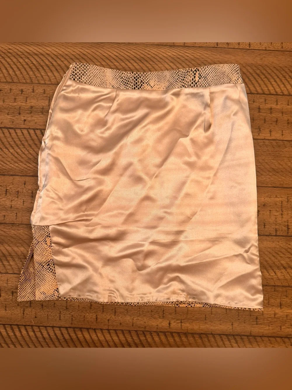 A.M.I. Vintage Snake Skin Print Leather and Satin Mini Skirt Y2K